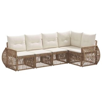 vidaXL Conjunto De Sof&aacute;s De Jard&iacute;n 5 Pcs Beige Y Blanco Crema Vidaxl