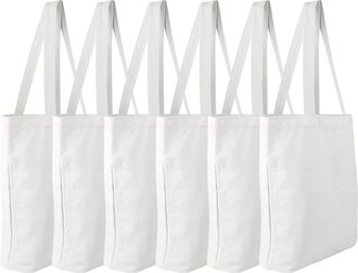 Generic Set of 3, 5, 6, or 12 Canvas Tote Bags, Robust and Recyclable Shopping Bags for Groceries - 13.6 x 15.3 Unmarked Cotton Bags Ideal for Personalization