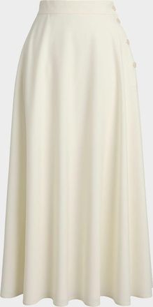 Ralph Lauren Collection Sonya Tropical Wool Crepe A-Line Midi Skirt