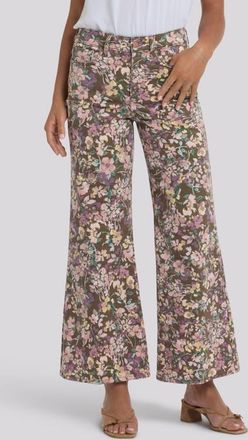 NYDJ Mia High Waist Palazzo Jeans in Earth Blooms at Nordstrom, Size 14