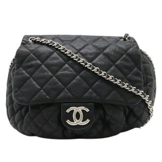 Chanel Pre-owned Matelasse Luxe Ketting Schoudertas - Dames - Pre-owned - Zwart - Maat: ONE Size Leer
