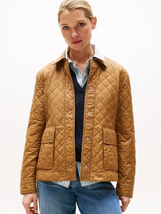 Tommy Hilfiger Steppjacke TOMMY HILFIGER PADDED NYLON SLIM QUILTED JACKET, Damen, Gr. XXL (44), braun (hickory), Web, Obermaterial: 100% Polyamid, unifarben, slim fi