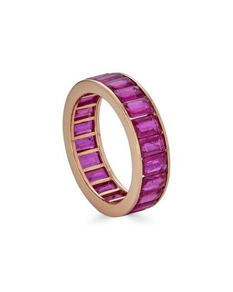 Diana M. Jewels Fine Jewelry 18K Rose Gold 5.98 Ct. Tw. Deep Pink Sapphire Eternity Ring