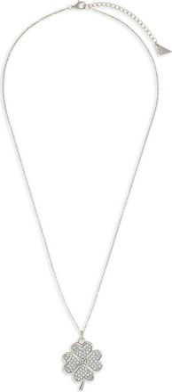 Sterling Forever Pav Cubic Zirconia Shamrock Pendant Necklace in Silver at Nordstrom