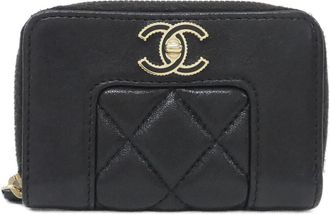 Chanel Black Leather Coin Purse/Coin Case (Pre-Owned)