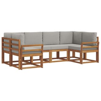 vidaXL Conjunto De Sof&aacute;s De Exterior 6 Pcs Gris Natural Y Claro Vidaxl