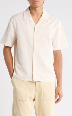 PacSun Elai Button-Up Cotton & Linen Camp Shirt in Cream at Nordstrom, Size X-Large