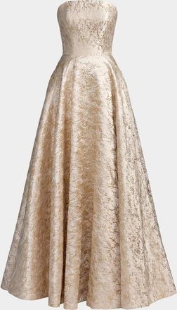 Mac Duggal Strapless Brocade Fit & Flare Gown