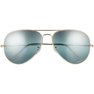 Ray-Ban 62mm Polarized Oversize Pilot Sunglasses in Dark Blue at Nordstrom