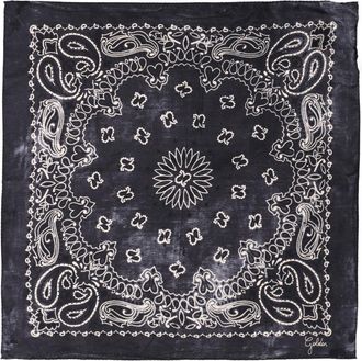 Golden Goose Black Paisley Pattern Silk Square Scarf