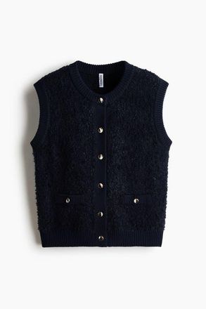 H&M Boucl&eacute;-knit Waistcoat in Navy Blue at Nordstrom, Size Xx-Large