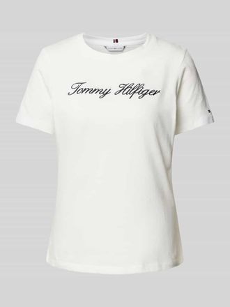 Tommy Hilfiger T-Shirt mit Label-Stitching in Ecru, Größe XL