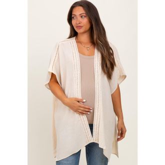Pinkblush Crochet Trim Rustic Cover Up in Cream at Nordstrom, Size Medium