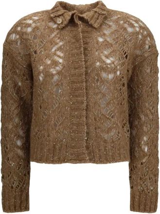 Max Mara Quarto Openwork Cardigan - Knitwear - Mujer - Marr&oacute;n - XS