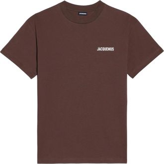 Jacquemus T-Shirts, male, Brown, L, Brown Logo Printed T-Shirt