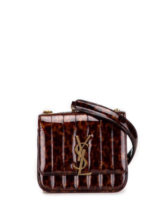 Saint Laurent Borsa a tracolla Vicky Chain piccola con monogramma 2019 - Marrone