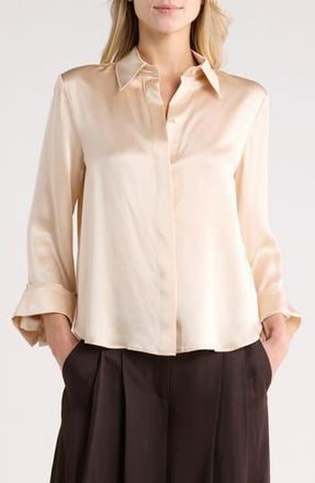 TWP Boyfriend Silk Button-Up Shirt in Champagne at Nordstrom Rack, Size Large
