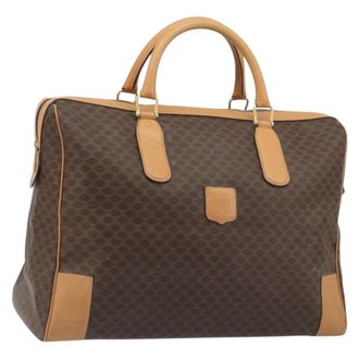 Celine Boston C Macadam Canvas Brown Canvas Handbag (Pre-Owned)