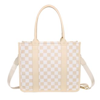 Generic Kexpery Womens Handbag Nylon Checkered Adjustable Messenger Bag Large Capacity Travel Shopping and Work Bag