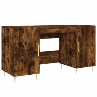 Berkfield Home Desk Smoked Oak 140x50x75 cm Engineered Wood in Brown | Size: 140 x 50 x 75 cm
