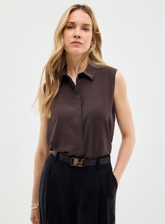 Contemporaine Womens Shirt collar silky cami