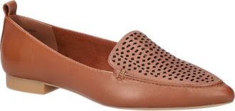 Bella Vita Alessi Perforated Pointed Toe Flat in Dark Tan Leather at Nordstrom, Size 8.5