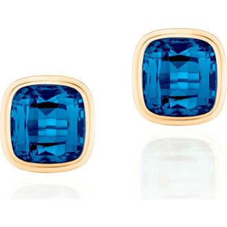 Goshwara Manhattan Cushion Cut Stud Earrings in Deep Blue at Nordstrom