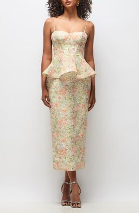 The Dessy Group Saylor Floral Embroidered Peplum Dress in Wildflower Multi at Nordstrom, Size 16