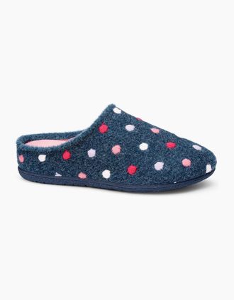 Hotter Womens Dotty Womens Slippers - Navy - Size: 4