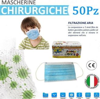 Trade Shop Trade Shop - Mascherine Chirurgiche Per Bambini Monouso In Tnt 3 Strati Protettivi Viso 50pz