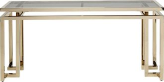 Kare Design Consola metal dorado y vidrio 160 x 45cm