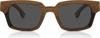 Oh My Woodness! Square Full Rim Acetate Mens Sunglasses Brown Size 49 - Free Lenses - Oh My Woodness