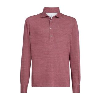 Brunello Cucinelli Brunello Cucinelli, Polo Shirts, male, Purple, Size: M Long-sleeved Polo Shirt