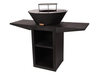 Purline Barbacoa con plancha redonda con grill y soporte en acero