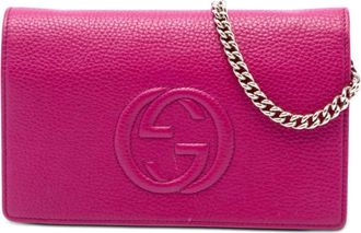 Gucci Pre-owned Gucci Pebbled Calfskin Soho Wallet On Chain Ladies Z0J1WE8894IUL29Z
