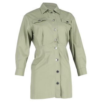 Sandro Sandro Liana Mini Shirt Dress In Green Cotton