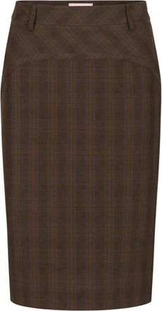 Iceberg Check Sheath Rok - Dames - Kokerrokken - Bruin - XS - Katoen - Rokken
