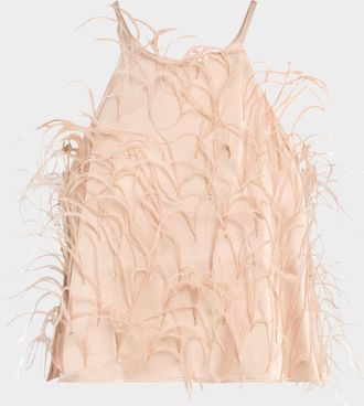 Sally Lapointe Feather Doubleface Satin Crop Halter Cami