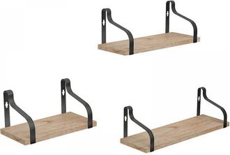 OEM Juego De 3 Estantes De Pared, Madera Maciza De Paulownia, Estructura Met&aacute;lica De Estilo Industrial, Para Sala De Estar, Dormitorio U Oficina