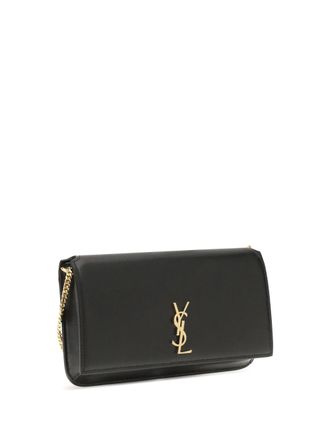 Saint Laurent Womens Cassandre Smartphone Case Nero Calf Leather Bos Taurus Shoulder Bags