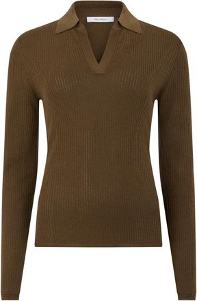 Max Mara Kasjmier en Zijde Polo Trui - Dames - V-hals truien - Bruin - M - Kasjmier - Truien & Vesten