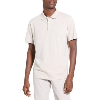 Theory Bron in Cosmos Slub Cotton Polo Shirt in Silver Cloud at Nordstrom, Size Xx-Large