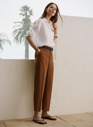 Contemporaine Womens Universal belted fluid pant Fit: Semi-slim leg, mid rise