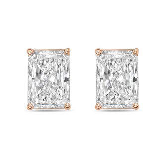 Diana M. Jewels 14Kt Rose Gold 6.00 cts Lab Grown Radiant Cut Diamond Studs