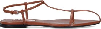 Jil Sander Leather Sandals, Brown, Round Open Toe