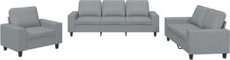 vidaXL Juego De Sof&aacute;s 3 Piezas Tela Gris Claro Vidaxl