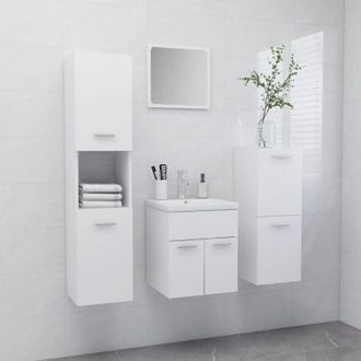 vidaXL Set Mobili da Bagno Bianco in Truciolato vidaXL
