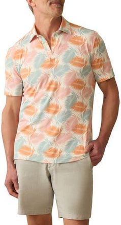 Faherty Movement Piqu&eacute; Polo in Ivory Paradise Palm at Nordstrom Rack, Size Xx-Large