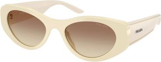 Prada PR D23Su Ovale Zonnebril - Dames - Accessoires - Beige - Maat: 53 MM