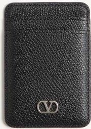 Valentino Garavani Portacarte magnetico VLogo Signature Garavani in Vitello Granato Uomo NERO UNI